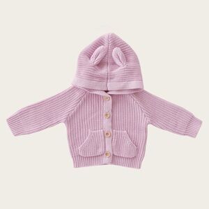 Jamie Kay Bear Cardigan Sweater Baby Size 0-3m Tulip Pink Knit